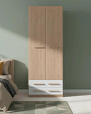 Armadio Celeste H.230 - Guardaroba moderno - 2 ante 2 cassetti - 8 varianti colore personalizzabile - 1 ripiano regolabile incluso - Ripiani regolabili opzionali - doomostore