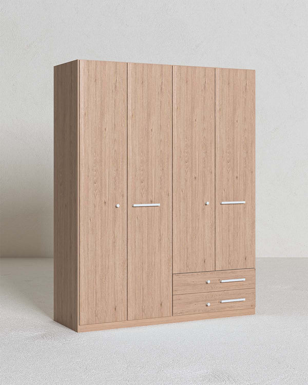 Armadio Alba H.230 - Guardaroba moderno - 4 ante 2 cassetti - 8 varianti colore personalizzabile - 1 ripiano regolabile incluso - Ripiani regolabili opzionali - doomostore
