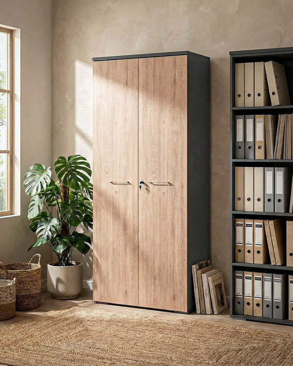 Mobile Antracite Ufficio L.90cm x H.199cm x P.42,5cm - doomostore