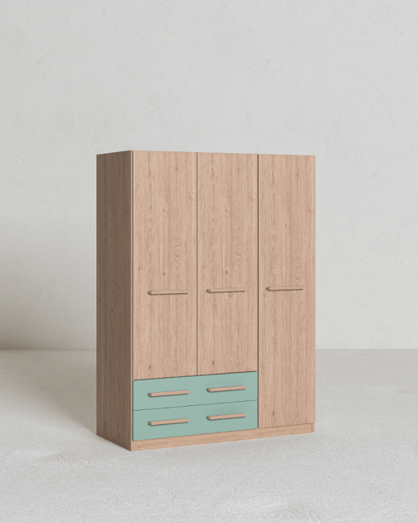 Cameretta Completa Asia - Virginia/Oliva per ragazzi e bambini - Scrittoio Modern - Letto Easy con pediera - Armadio Leon - Comodino Rima - doomostore