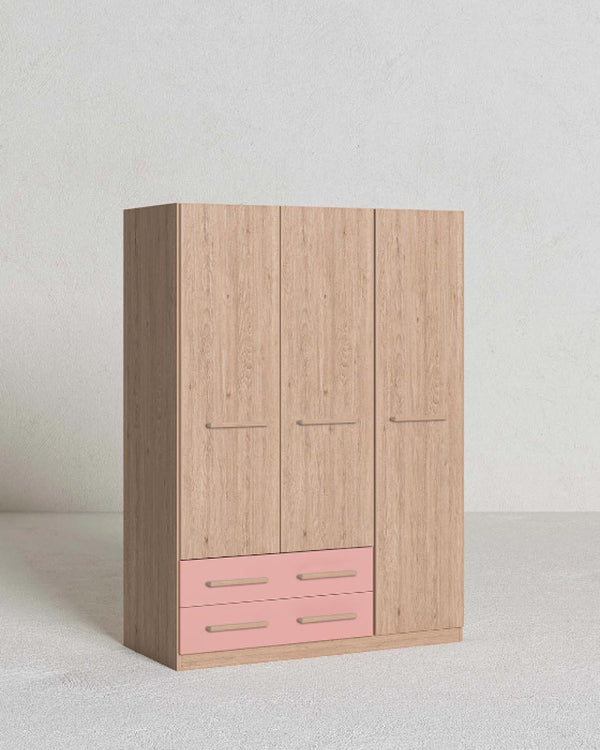 Cameretta Completa Asia - Virginia/Rosa per ragazzi e bambini - Scrittoio Modern - Letto Easy con pediera - Armadio Leon - Comodino Rima - doomostore