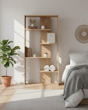 Libreria moderna Ardela - Scaffale verticale in truciolato con design asimmetrico - 5 varianti colori - doomostore