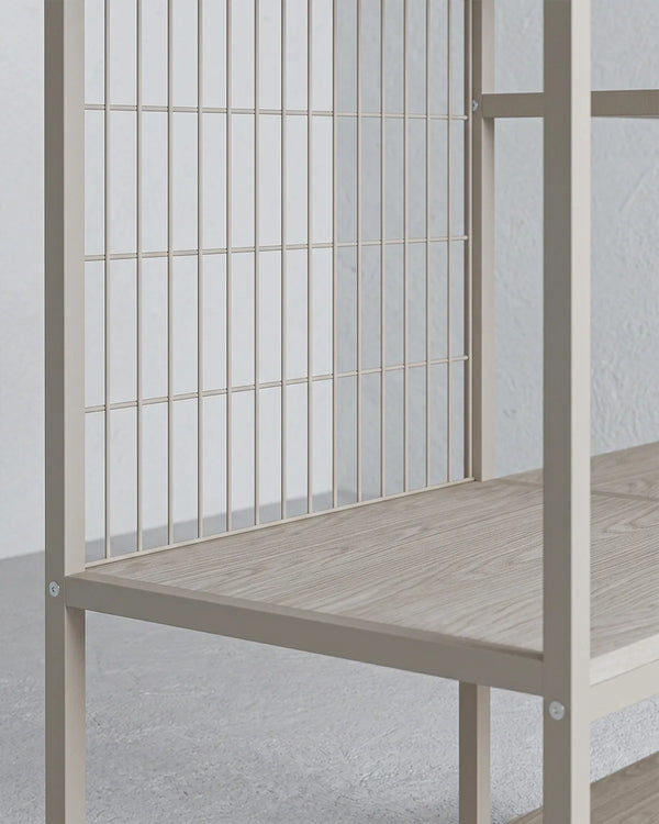 Atlas Frame Crema con 2 Barre Appendiabiti e Ripiani – Rovere Naturale 140x40x179,5