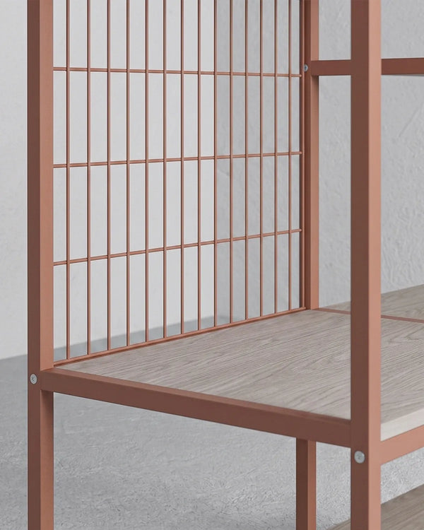 Atlas Frame Terracotta con 2 Barre Appendiabiti e Ripiani – Rovere Naturale 140x40x179,5