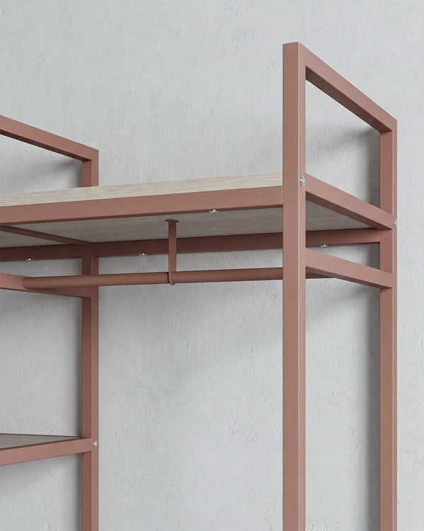 Atlas Frame Terracotta con 2 Barre Appendiabiti e Ripiani – Rovere Naturale 140x40x179,5