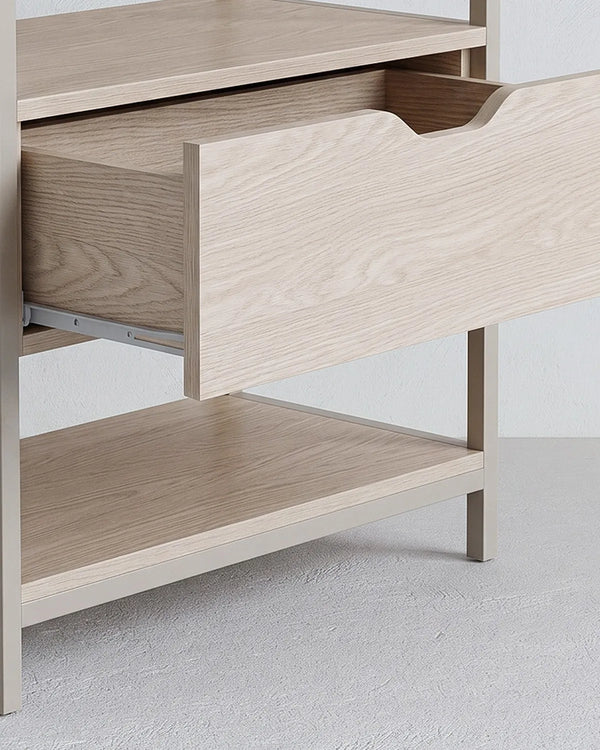 Atlas Loft Crema con 6 Ripiani e Cassetto – Rovere Naturale 60x40x179,5 cm