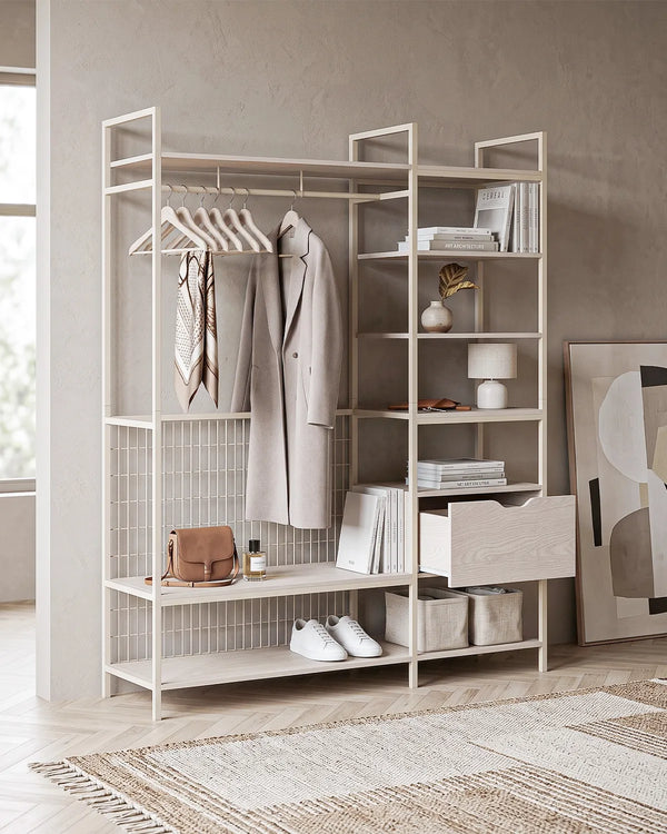 Atlas Shelf Crema con Ripiani e Cassetto – Rovere Naturale 140x40x179,5 cm