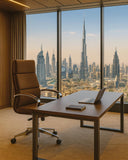 Poltrona Batha - Sedia ufficio soft - Schienale alto - Braccioli in alluminio - Rivestimento ecopelle - Base girevole con ruote antishock - Altezza regolabile - doomostore