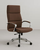 Poltrona Batha - Sedia ufficio soft - Schienale alto - Braccioli in alluminio - Rivestimento ecopelle - Base girevole con ruote antishock - Altezza regolabile - doomostore