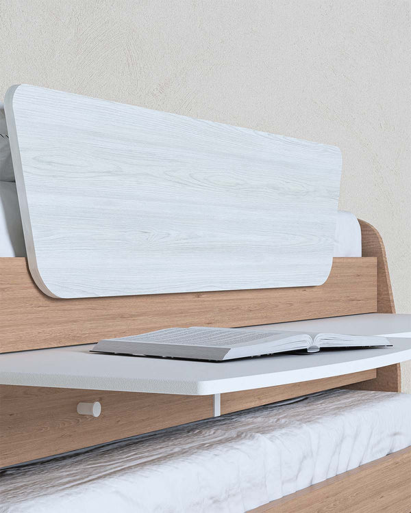 Letto attrezzato Lisa - Letto salvaspazio moderno per cameretta - Con scrittoio, 1 letti inferiori e 1 cassettone estraibili - 7 varianti colore personalizzabili - Rete a doghe e scaletta inclusi - doomostore