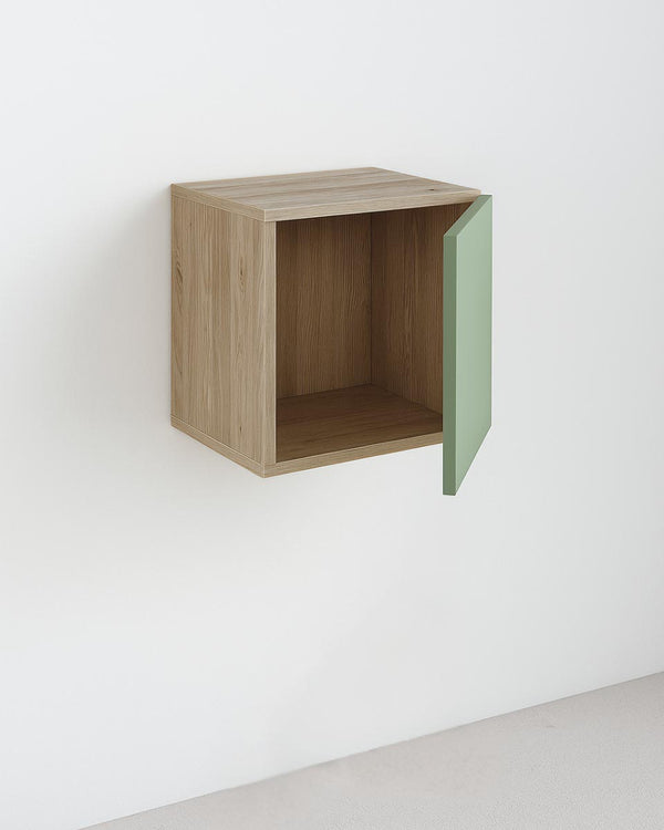 Pensile a muro Boxy - Libreria a muro con anta in truciolato - 5 varianti colori anta - Design moderno e salvaspazio - doomostore