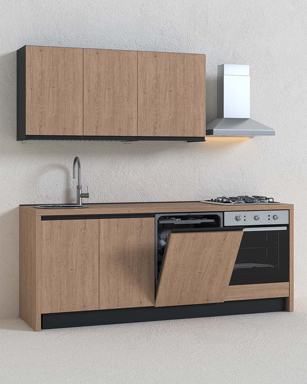 Cucina compatta Aisha - 218 cm Linea Smart - Blocco cucina moderno per appartamento, B&B e hotel - Personalizzabile in finiture e colori - Personalizzabile in composizione ed accessori - doomostore