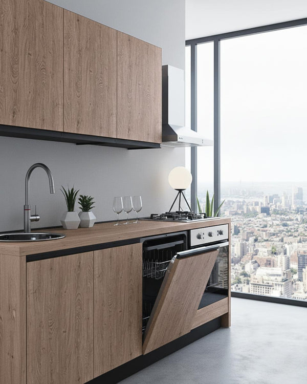 Cucina compatta Aisha - 218 cm Linea Smart - Blocco cucina moderno per appartamento, B&B e hotel - Personalizzabile in finiture e colori - Personalizzabile in composizione ed accessori - doomostore