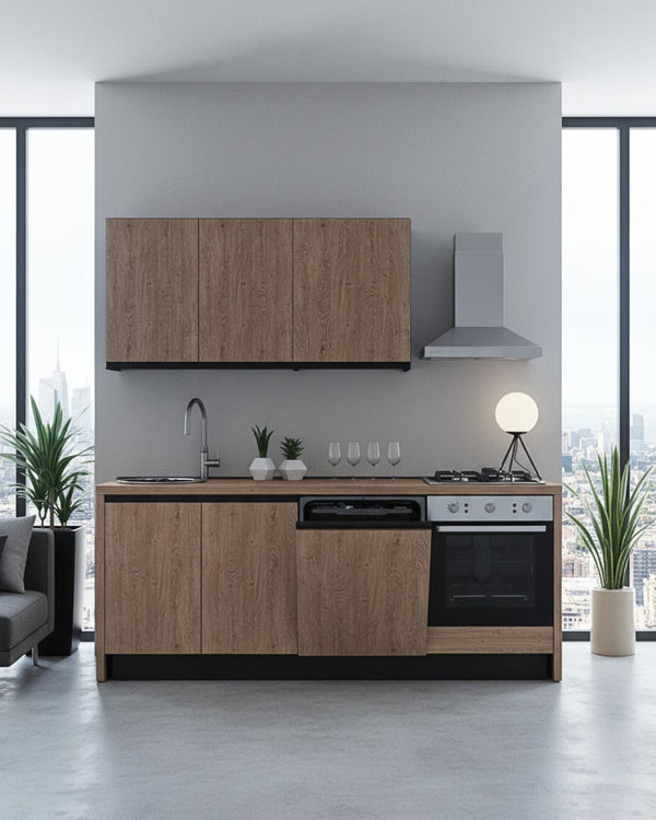 Cucina compatta Aisha - 218 cm Linea Smart - Blocco cucina moderno per appartamento, B&B e hotel - Personalizzabile in finiture e colori - Personalizzabile in composizione ed accessori - doomostore