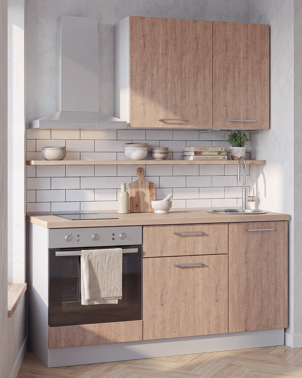 Cucina compatta Alice - 165 cm Linea Elettra - Blocco cucina moderno per appartamento, B&B e hotel - Personalizzabile in finiture e colori - Personalizzabile in composizione ed accessori - doomostore