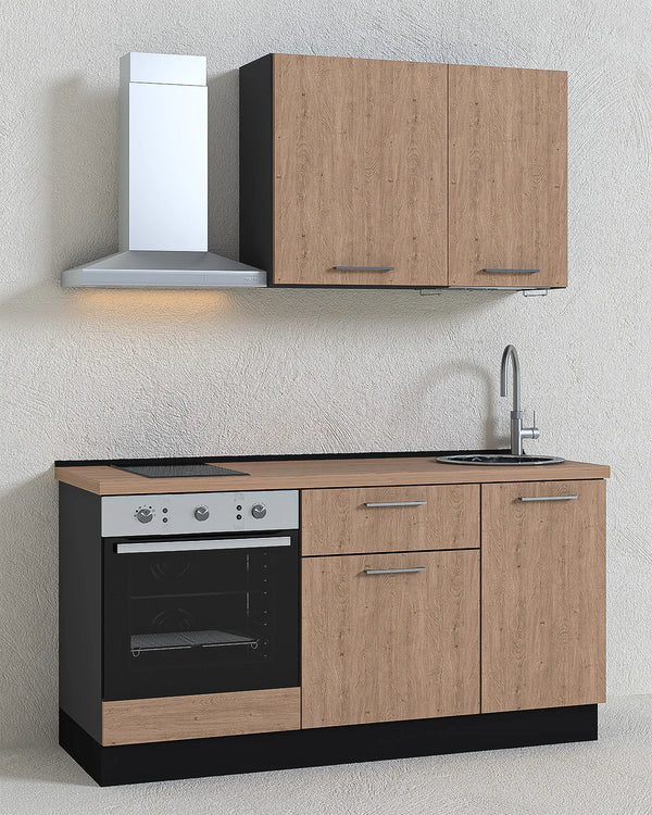 Cucina compatta Alice - 165 cm Linea Elettra - Blocco cucina moderno per appartamento, B&B e hotel - Personalizzabile in finiture e colori - Personalizzabile in composizione ed accessori