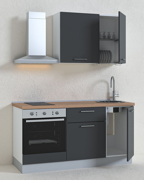 Cucina compatta Alice - 165 cm Linea Elettra - Blocco cucina moderno per appartamento, B&B e hotel - Personalizzabile in finiture e colori - Personalizzabile in composizione ed accessori - doomostore