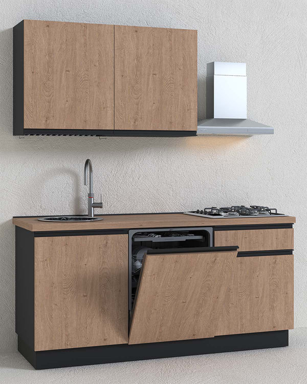 Cucina compatta Ambra - 180 cm Linea Smart - Blocco cucina moderno per appartamento, B&B e hotel - Personalizzabile in finiture e colori - Personalizzabile in composizione ed accessori - doomostore