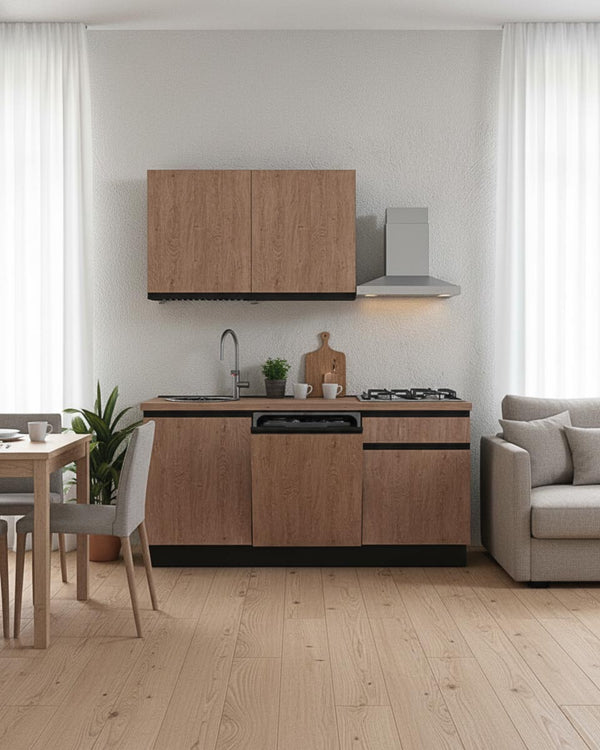 Cucina compatta Ambra - 180 cm Linea Smart - Blocco cucina moderno per appartamento, B&B e hotel - Personalizzabile in finiture e colori - Personalizzabile in composizione ed accessori - doomostore