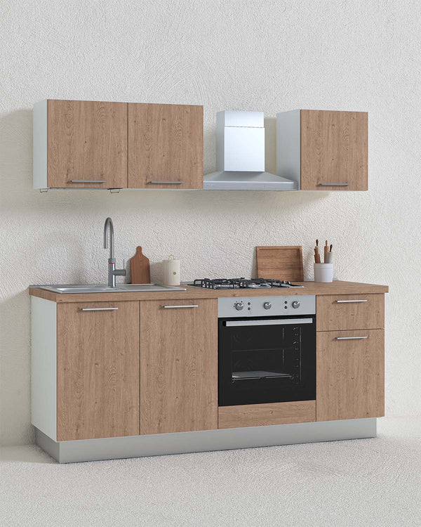 Cucina compatta Athena - 195 cm Linea Elettra - Blocco cucina moderno per appartamento, B&B e hotel - Personalizzabile in finiture e colori - Personalizzabile in composizione ed accessori - doomostore