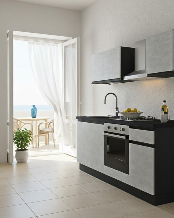 Cucina compatta Croma - 195 cm Linea Smart - Blocco cucina moderno per appartamento, B&B e hotel - Personalizzabile in finiture e colori - Personalizzabile in composizione ed accessori - doomostore