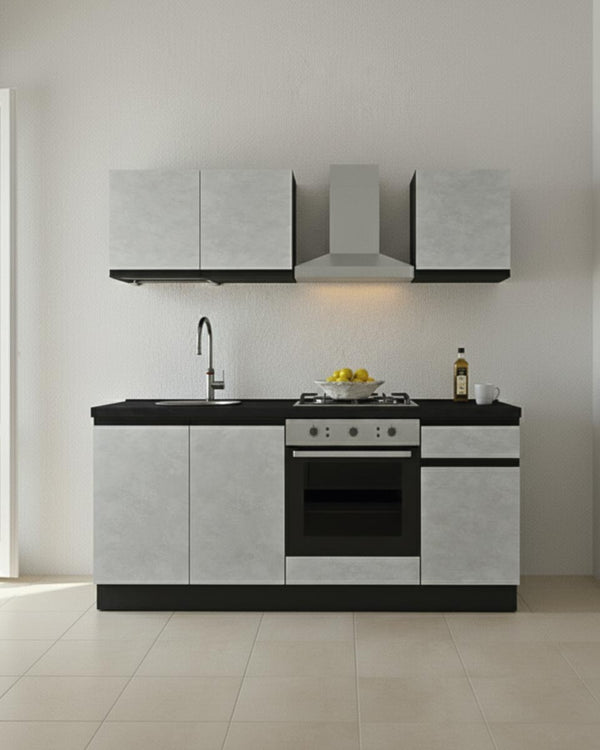 Cucina compatta Croma - 195 cm Linea Smart - Blocco cucina moderno per appartamento, B&B e hotel - Personalizzabile in finiture e colori - Personalizzabile in composizione ed accessori - doomostore