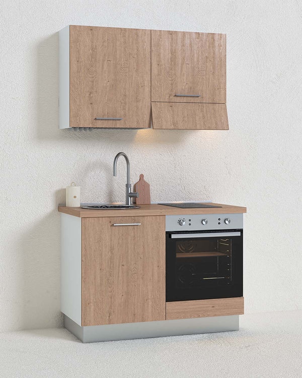Cucina compatta Eclisse - 120 cm Linea Elettra - Blocco cucina moderno per appartamento, B&B e hotel - Personalizzabile in finiture e colori - Personalizzabile in composizione ed accessori - doomostore