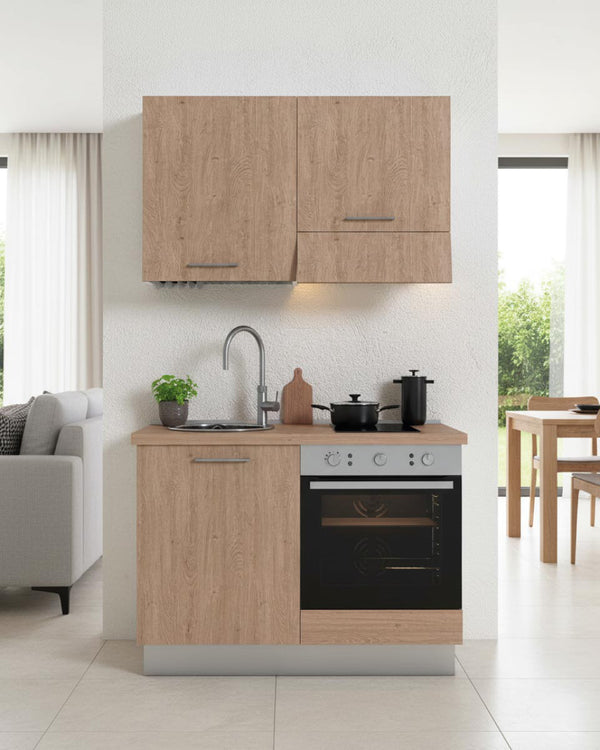 Cucina compatta Eclisse - 120 cm Linea Elettra - Blocco cucina moderno per appartamento, B&B e hotel - Personalizzabile in finiture e colori - Personalizzabile in composizione ed accessori