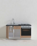 Cucina compatta Gaia - 150 cm Linea Elettra - Blocco cucina moderno base per appartamento, B&B e hotel - Personalizzabile in finiture e colori - Personalizzabile in composizione ed accessori