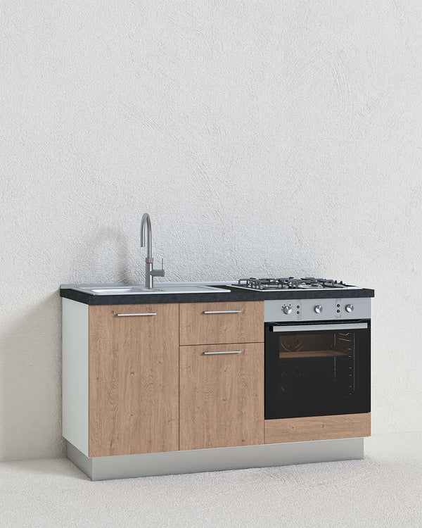 Cucina compatta Gaia - 150 cm Linea Elettra - Blocco cucina moderno base per appartamento, B&B e hotel - Personalizzabile in finiture e colori - Personalizzabile in composizione ed accessori - doomostore