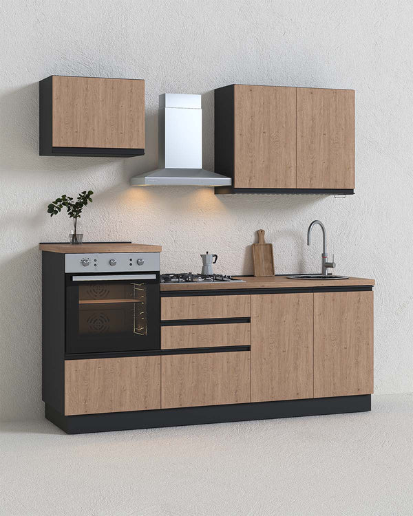 Cucina compatta Isabel - 210 cm Linea Smart - Blocco cucina moderno per appartamento, B&B e hotel - Personalizzabile in finiture e colori - Personalizzabile in composizione ed accessori - doomostore
