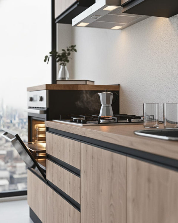 Cucina compatta Isabel - 210 cm Linea Smart - Blocco cucina moderno per appartamento, B&B e hotel - Personalizzabile in finiture e colori - Personalizzabile in composizione ed accessori - doomostore