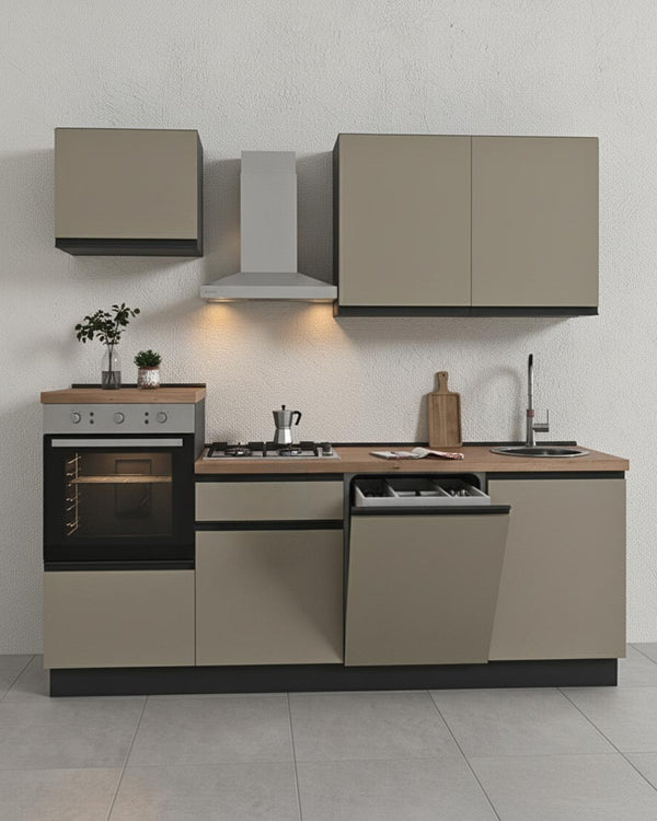 Cucina compatta Karol - 240 cm Linea Smart - Blocco cucina moderno per appartamento, B&B e hotel - Personalizzabile in finiture e colori - Personalizzabile in composizione ed accessori - doomostore