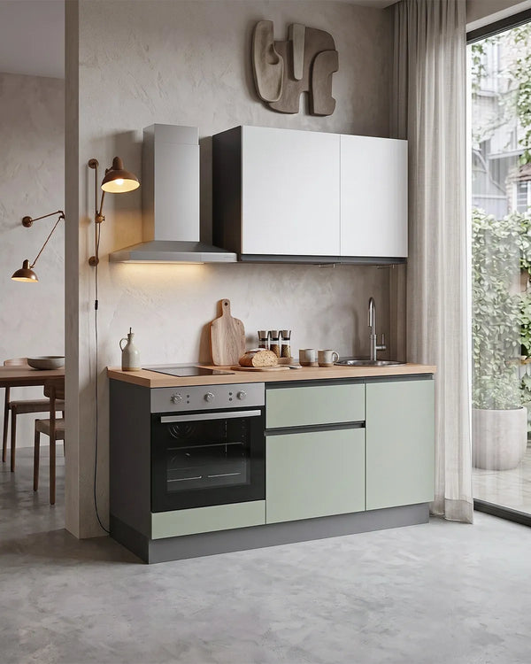 Cucina compatta Margot - 165 cm Linea Smart - Blocco cucina moderno per appartamento, B&B e hotel - Personalizzabile in finiture e colori - Personalizzabile in composizione ed accessori