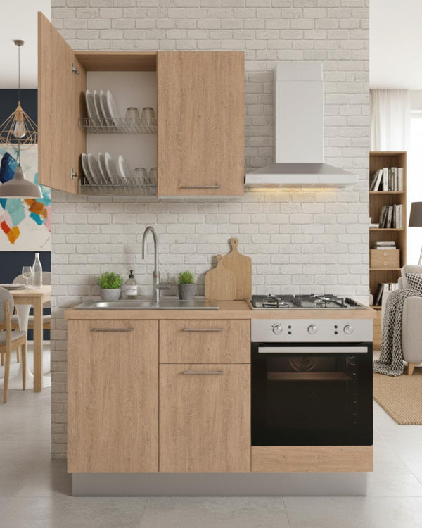 Cucina compatta Melissa - 150 cm Linea Elettra - Blocco cucina moderno per appartamento, B&B e hotel - Personalizzabile in finiture e colori - Personalizzabile in composizione ed accessori - doomostore