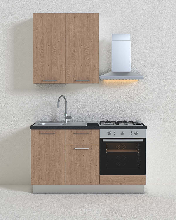 Cucina compatta Pericle - 150 cm Linea Elettra - Blocco cucina moderno per appartamento, B&B e hotel - Personalizzabile in finiture e colori - Personalizzabile in composizione ed accessori - doomostore