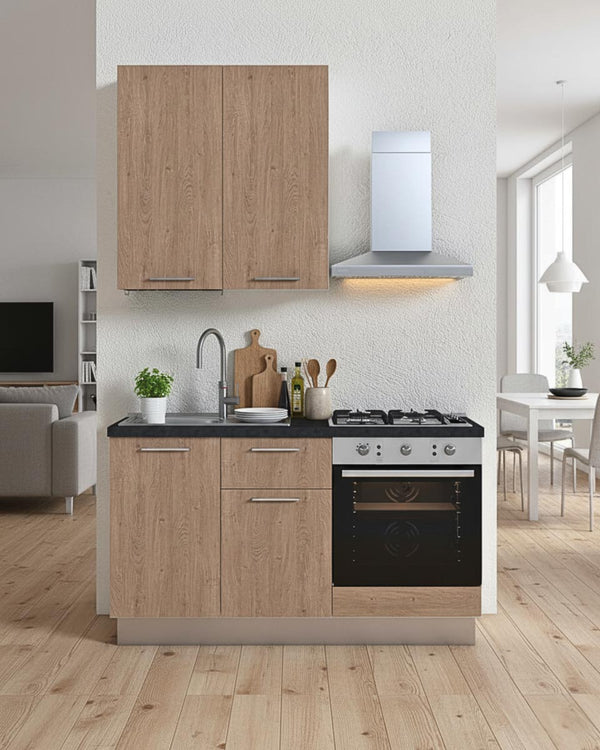 Cucina compatta Pericle - 150 cm Linea Elettra - Blocco cucina moderno per appartamento, B&B e hotel - Personalizzabile in finiture e colori - Personalizzabile in composizione ed accessori - doomostore