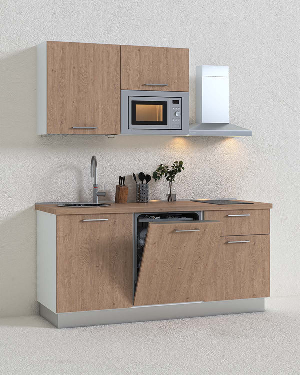 Cucina compatta Sara - 180 cm Linea Elettra - Blocco cucina moderno per appartamento, B&B e hotel - Personalizzabile in finiture e colori - Personalizzabile in composizione ed accessori - doomostore