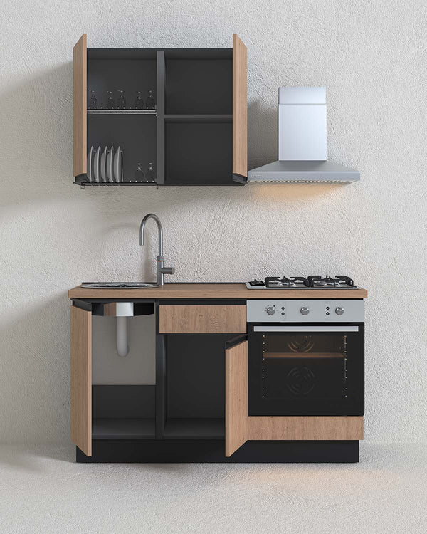 Cucina compatta Shanty - 150 cm Linea Smart - Blocco cucina moderno per appartamento, B&B e hotel - Personalizzabile in finiture e colori - Personalizzabile in composizione ed accessori - doomostore