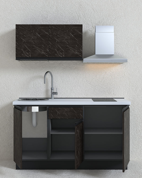 Cucina compatta DALLAS - 150 cm Linea Smart - Blocco cucina moderno per appartamento, B&B e hotel - Personalizzabile in composizione ed accessori