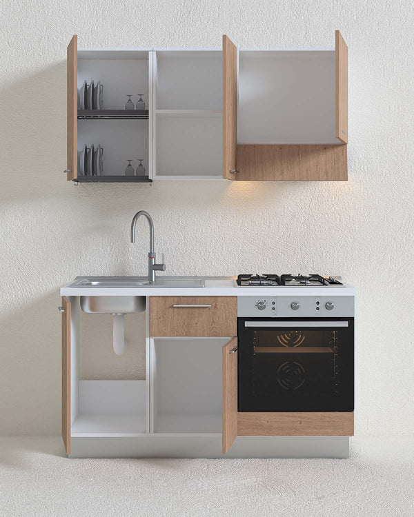 Cucina compatta Uragano - 150 cm Linea Elettra - Cucina moderno per appartamento, B&B e hotel - Personalizzabile in finiture e colori - Personalizzabile in composizione ed accessori - doomostore