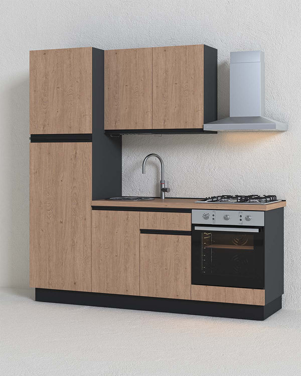 Cucina compatta Veronique - 210 cm Linea Smart - Blocco cucina moderno per appartamento, B&B e hotel - Personalizzabile in finiture e colori - Personalizzabile in composizione ed accessori - doomostore