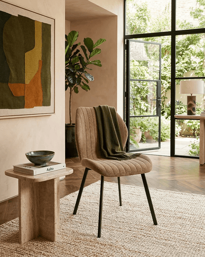 Sedia Cloud - Sedia moderna in tessuto  vellutato Tortora - Struttura in metallo nero - Design moderno - 1 pz