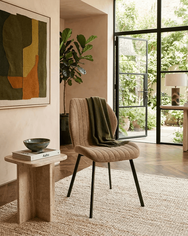 Sedia Cloud - Sedia moderna in tessuto vellutato Tortora - Struttura in metallo nero - Design moderno - 1 pz (Copia) - doomostore