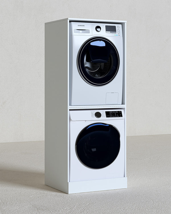 Colonna coprilavatrice Livia - Mobile lavanderia salvaspazio in nobilitato idrofugo bianco - Made in Italy - 70 x 179 x 60 cm - doomostore