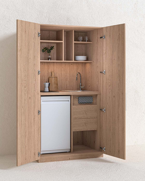 Cucina Compacto Chef - Blocco cucina completa virginia - Perfetta per piccoli appartamenti, B&B e ufficio - L 105cm x H 200 x P 72cm - doomostore