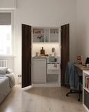 Cucina Compacto Chef - Blocco cucina completa ante antracite e struttura bianco - Perfetta per piccoli appartamenti, B&B e ufficio - L 105cm x H 200 x P 72cm - doomostore