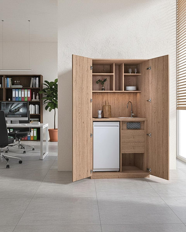 Cucina Compacto Chef - Blocco cucina completa virginia - Perfetta per piccoli appartamenti, B&B e ufficio - L 105cm x H 200 x P 72cm - doomostore