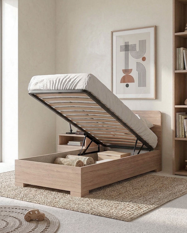 Letto Easy con contenitore, letto singolo e piazza e mezza + 10 colorazioni - doomostore