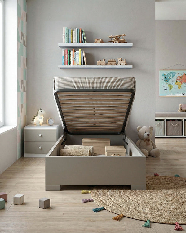 Letto Smile con contenitore, letto singolo e piazza e mezza + 10 colorazioni - doomostore